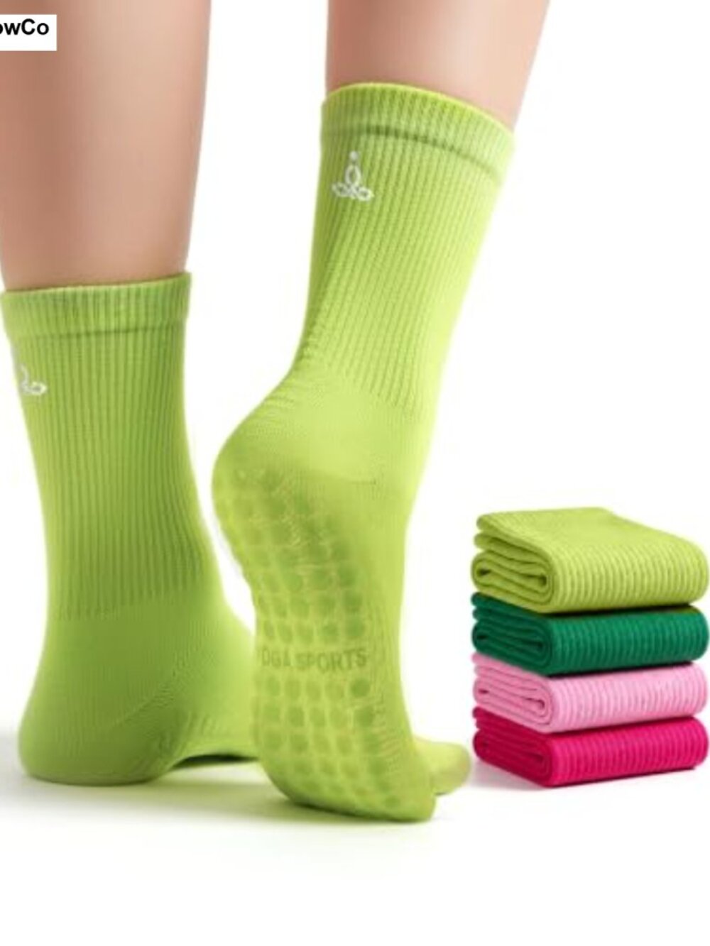 4 Pack Women's Non Slip Grip Socks for Pilates Yoga Barre Cotton Silicone